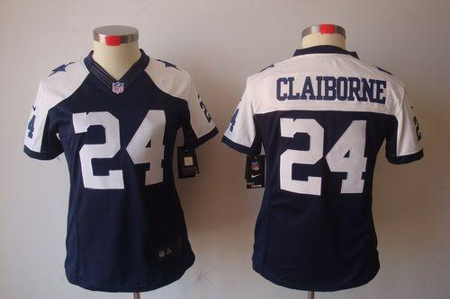 Cowboys #24 Morris Claiborne Navy Blue Thanksgiving Women's Stitched NFL Limited Jersey