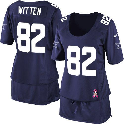 Cowboys #82 Jason Witten Navy Blue Team Color Women's Breast Cancer Awareness Stitched NFL Elite Jersey