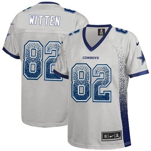 Cowboys #82 Jason Witten Grey Women's Stitched NFL Elite Drift Fashion Jersey