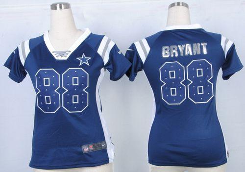 Cowboys #88 Dez Bryant Navy Blue Team Color Women's Stitched NFL Elite Draft Him Shimmer Jersey
