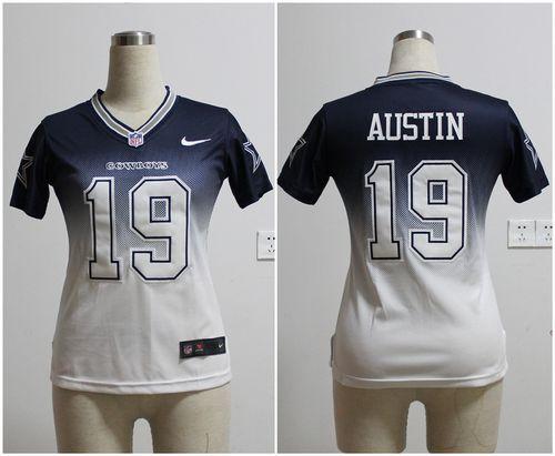 Cowboys #19 Miles Austin Navy Blue/White Women's Stitched NFL Elite Fadeaway Fashion Jersey