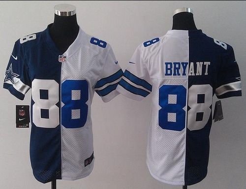 Cowboys #88 Dez Bryant Navy Blue/White Women's Stitched NFL Elite Split Jersey
