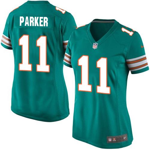 Dolphins #11 DeVante Parker Aqua Green Alternate Women's Stitched NFL Elite Jersey