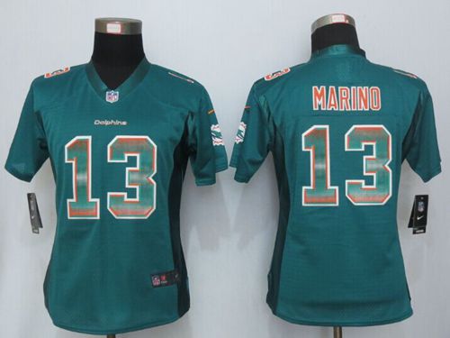 Dolphins #13 Dan Marino Aqua Green Team Color Women's Stitched NFL Elite Strobe Jersey