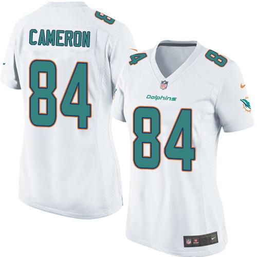 Dolphins #84 Jordan Cameron White Women's Stitched NFL Elite Jersey