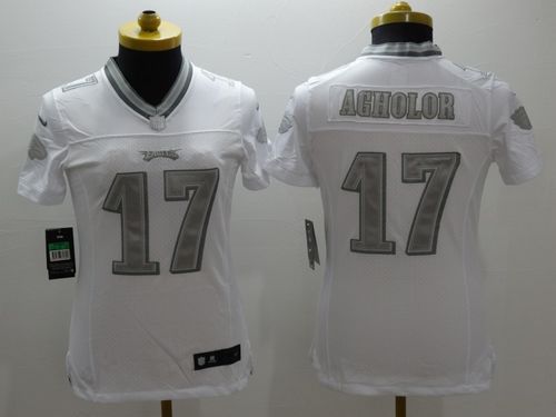 Eagles #17 Nelson Agholor White Women's Stitched NFL Limited Platinum Jersey