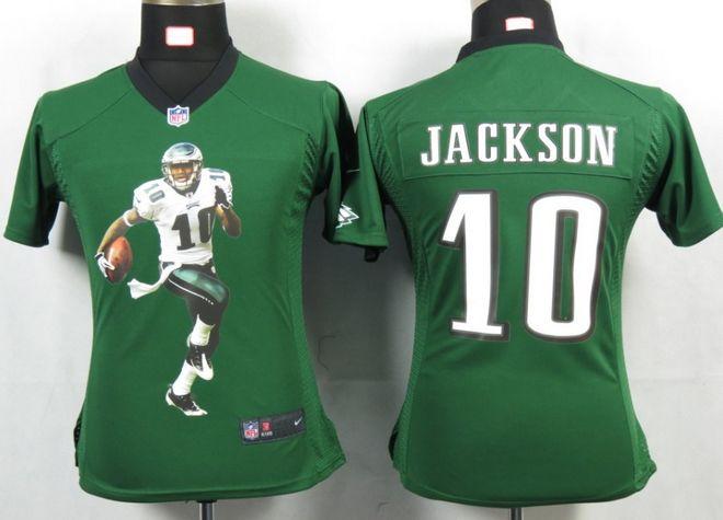 Eagles #10 DeSean Jackson Midnight Green Team Color Women's Portrait Fashion NFL Game Jersey