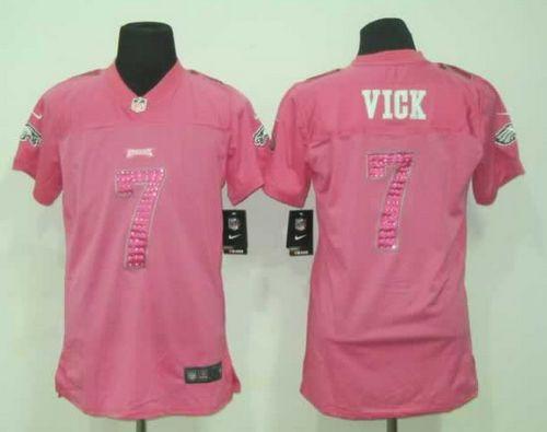 Eagles #7 Michael Vick Pink Sweetheart Women's Stitched NFL Elite Jersey