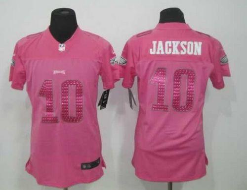 Eagles #10 DeSean Jackson Pink Sweetheart Women's Stitched NFL Elite Jersey