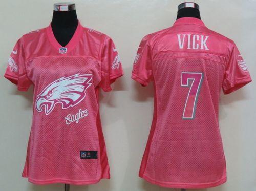 Eagles #7 Michael Vick Pink Women's Fem Fan NFL Game Jersey