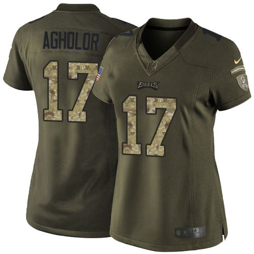 Eagles #17 Nelson Agholor Green Women's Stitched NFL Limited Salute to Service Jersey