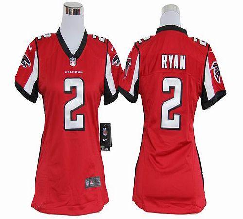 Falcons #2 Matt Ryan Red Team Color Women's Stitched NFL Elite Jersey