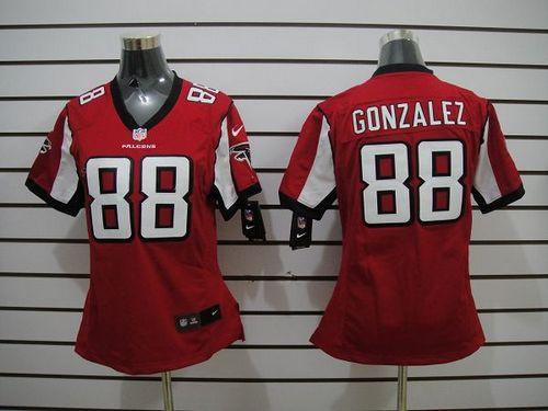 Falcons #88 Tony Gonzalez Red Team Color Women's Stitched NFL Elite Jersey