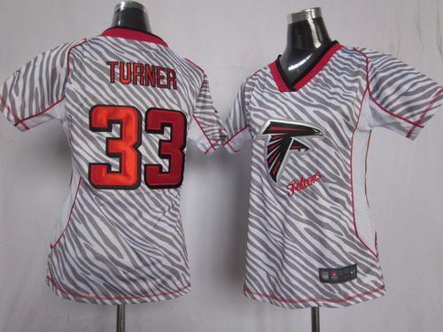 Falcons #33 Michael Turner Zebra Women's Stitched NFL Elite Jersey