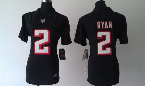 Falcons #2 Matt Ryan Black Alternate Women's Stitched NFL Elite Jersey