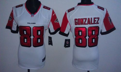 Falcons #88 Tony Gonzalez White Women's Stitched NFL Elite Jersey