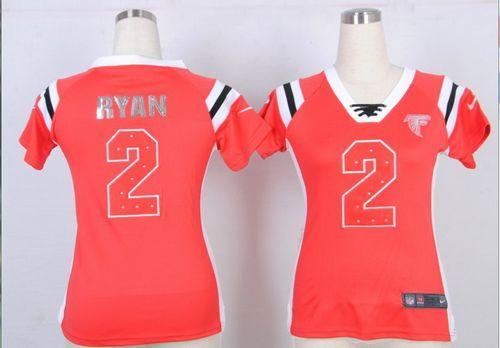 Falcons #2 Matt Ryan Red Team Color Women's Stitched NFL Elite Draft Him Shimmer Jersey