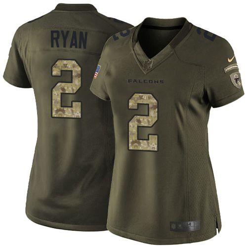 Falcons #2 Matt Ryan Green Women's Stitched NFL Limited Salute to Service Jersey