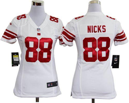 Giants #88 Hakeem Nicks White Women's Stitched NFL Elite Jersey