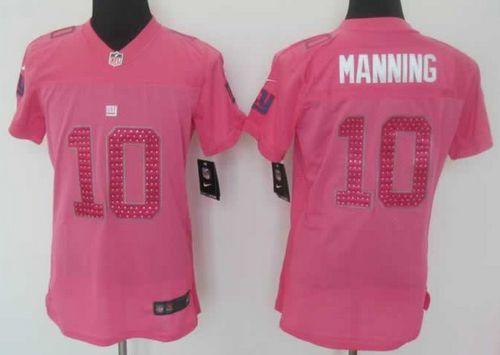 Giants #10 Eli Manning Pink Sweetheart Women's Stitched NFL Elite Jersey