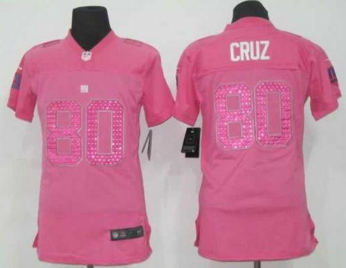 Giants #80 Victor Cruz Pink Sweetheart Women's Stitched NFL Elite Jersey