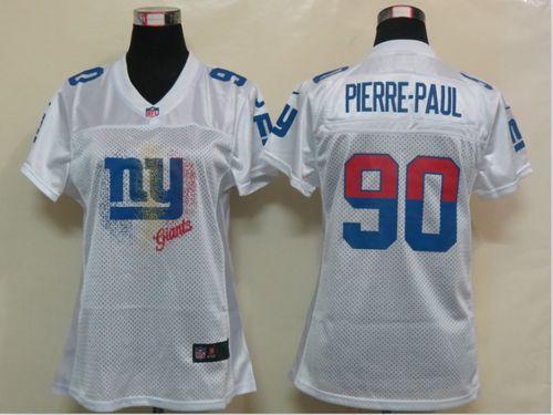 Giants #90 Jason Pierre Paul White Women's Fem Fan NFL Game Jersey