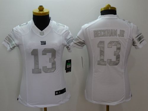 Giants #13 Odell Beckham Jr Royal White Women's Stitched NFL Limited Platinum Jersey