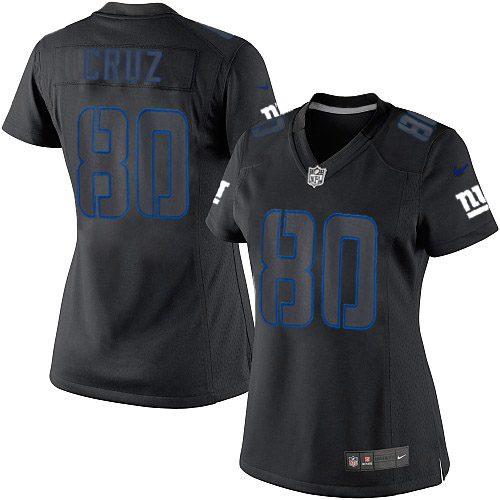 Giants #80 Victor Cruz Black Impact Women's Stitched NFL Limited Jersey
