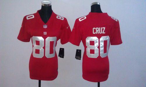 Giants #80 Victor Cruz Red Alternate Women's Stitched NFL Elite Jersey
