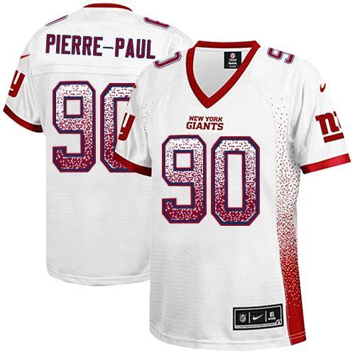 Giants #90 Jason Pierre Paul White Women's Stitched NFL Elite Drift Fashion Jersey