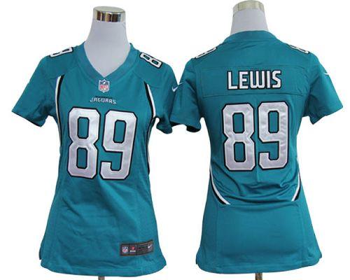 Jaguars #89 Marcedes Lewis Teal Green Team Color Women's Stitched NFL Elite Jersey