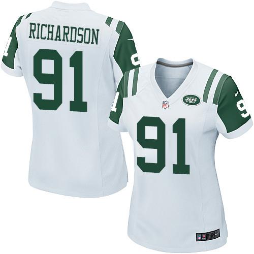 Jets #91 Sheldon Richardson White Women's Stitched NFL Elite Jersey