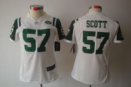 Jets #57 Bart Scott White Women's Stitched NFL Limited Jersey