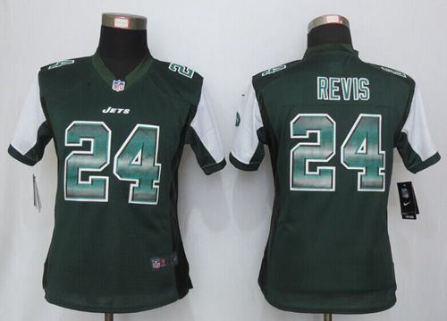 Jets #24 Darrelle Revis Green Team Color Women's Stitched NFL Elite Strobe Jersey