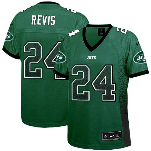 Jets #24 Darrelle Revis Green Team Color Women's Stitched NFL Elite Drift Fashion Jersey