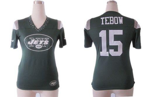 Jets #15 Tim Tebow Green Team Color Women's Team Diamond Stitched NFL Elite Jersey