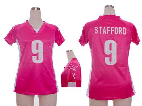 Lions #9 Matthew Stafford Pink Draft Him Name & Number Top Women's Stitched NFL Elite Jersey