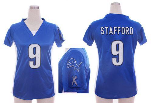Lions #9 Matthew Stafford Light Blue Team Color Draft Him Name & Number Top Women's Stitched NFL Elite Jersey