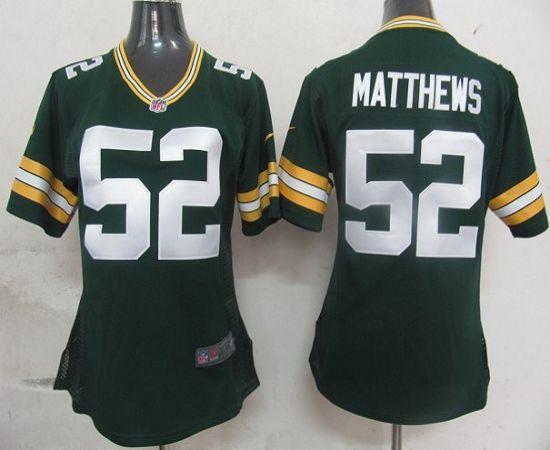 Packers #52 Clay Matthews Green Team Color Women's Stitched NFL Elite Jersey