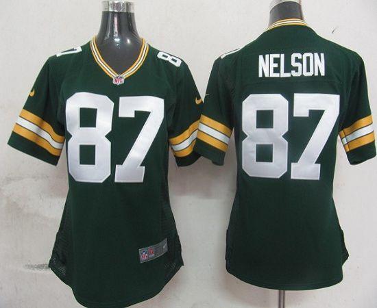 Packers #87 Jordy Nelson Green Team Color Women's Stitched NFL Elite Jersey