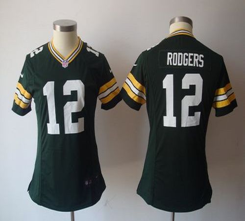 Packers #12 Aaron Rodgers Green Team Color Women's NFL Game Jersey