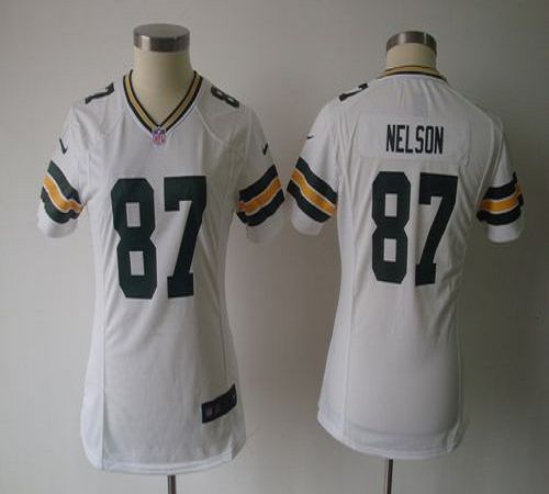 Packers #87 Jordy Nelson White Women's NFL Game Jersey
