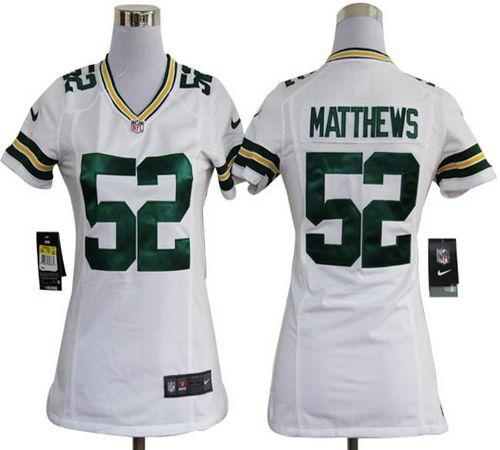 Packers #52 Clay Matthews White Women's Stitched NFL Elite Jersey