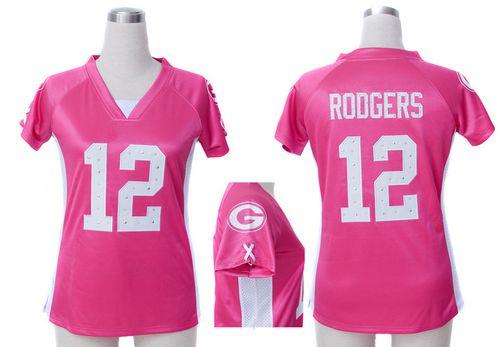 Packers #12 Aaron Rodgers Pink Draft Him Name & Number Top Women's Stitched NFL Elite Jersey