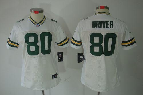 Packers #80 Donald Driver White Women's Stitched NFL Limited Jersey