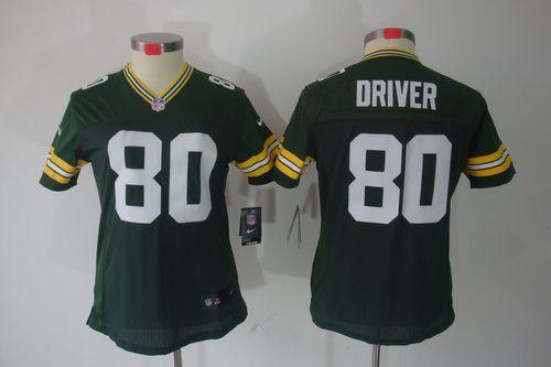 Packers #80 Donald Driver Green Team Color Women's Stitched NFL Limited Jersey
