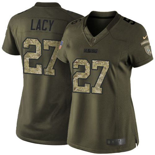 Packers #27 Eddie Lacy Green Women's Stitched NFL Limited Salute to Service Jersey