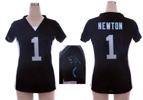 Panthers #1 Cam Newton Black Team Color Draft Him Name & Number Top Women's Stitched NFL Elite Jersey