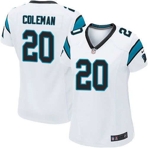 Panthers #20 Kurt Coleman White Women's Stitched NFL Elite Jersey