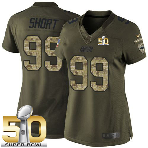 Panthers #99 Kawann Short Green Super Bowl 50 Women's Stitched NFL Limited Salute to Service Jersey